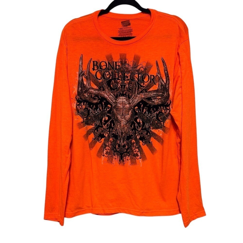 Bone Collector Grunge Graphic Long Sleeve Tee Men's Size Large‎ Edgy Streetwear